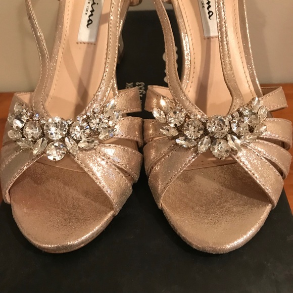 Nina Shoes -‎ Embellished Gold Wedges - Picture 1 of 6